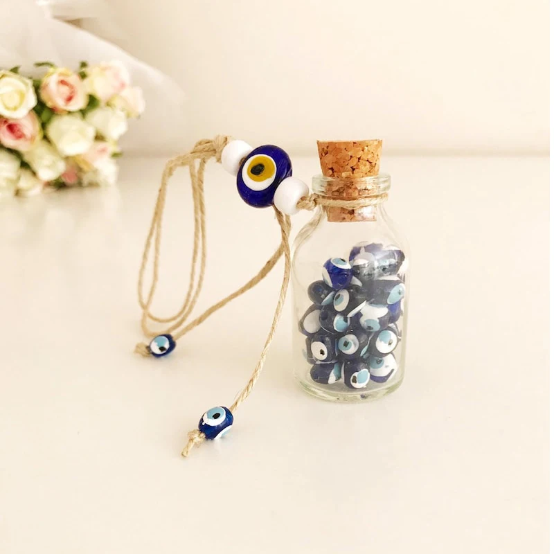 Wedding Favors For Guests Mini Bottle Wedding Favors Evil Eye Beads Greek Cork Bottle Favors Rustic Macrame Wall Decor Gift 3