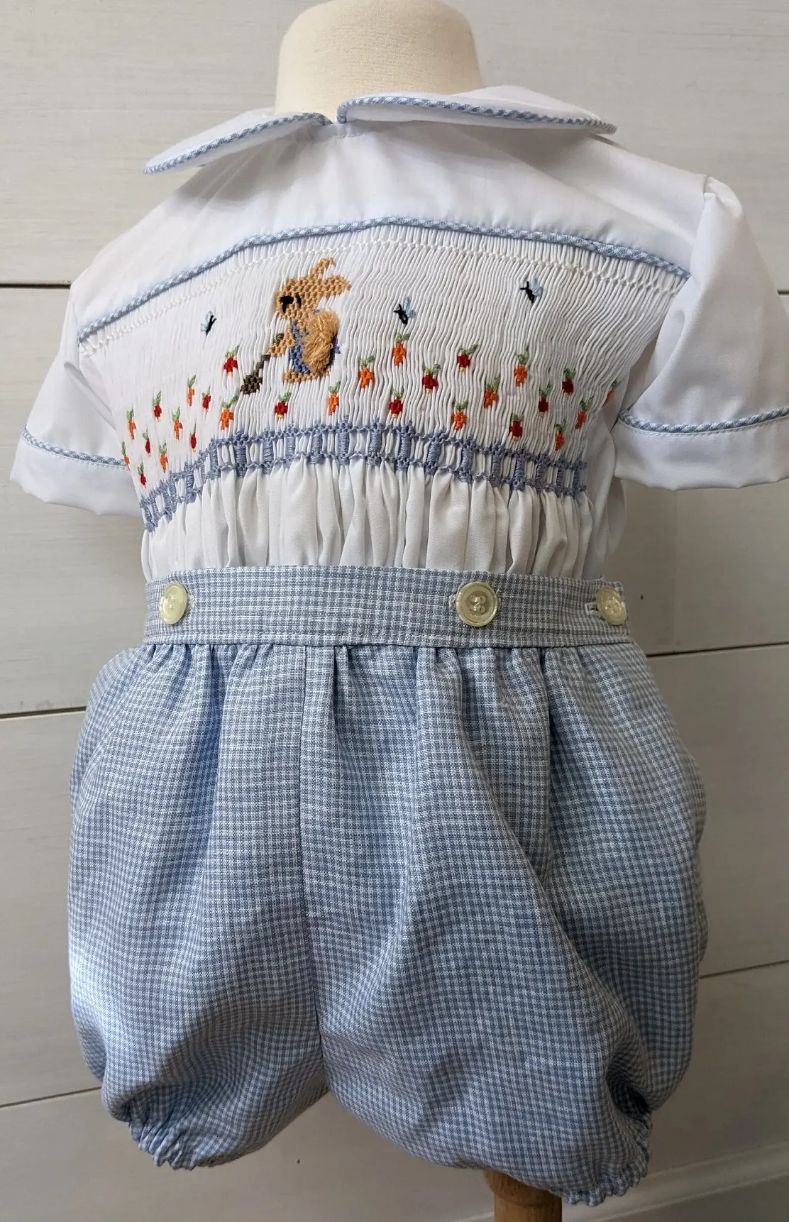 

0-6Y Boy Summer White Rabbit Smocked Outfit Suit