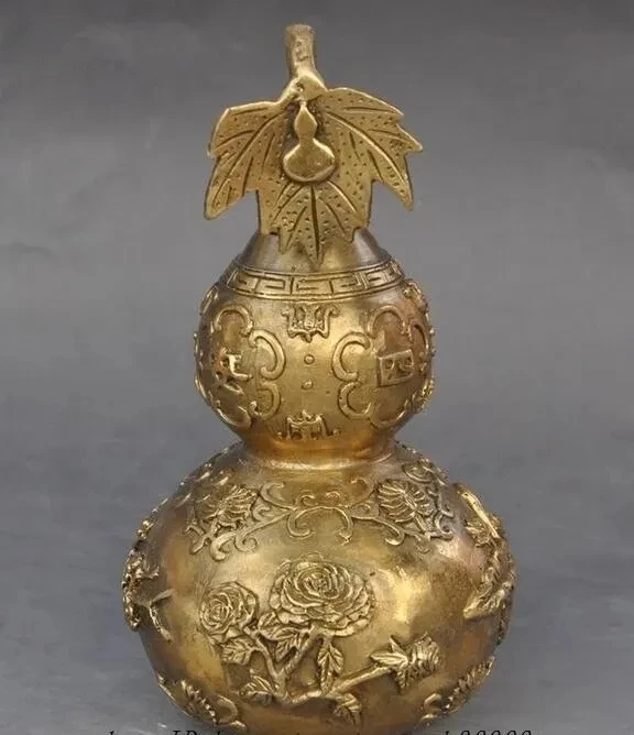 

Chinese Brass Bat Plum Flower Lotus Daisy Lucky statue Gourd Vase Bottle Pot Jar