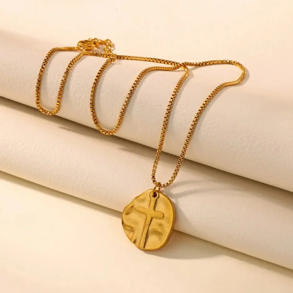 Stainless Steel Geometric Cross Pendant Necklaces