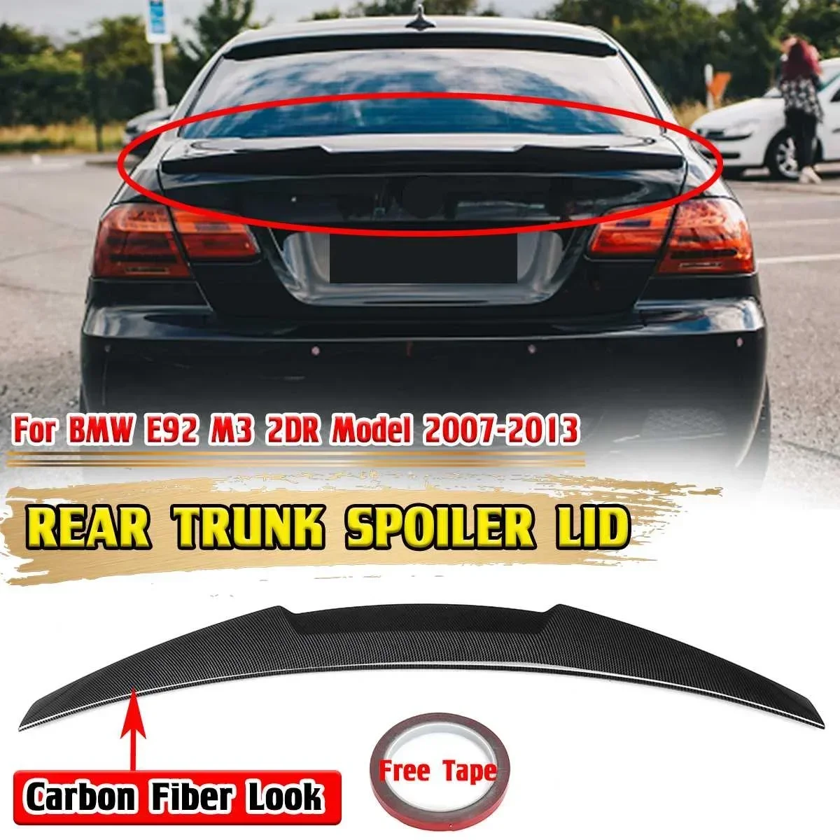 M4 Style Car Rear Trunk Spoiler Coperchio Ala Per Bmw E92 M3 2Dr Coupe Modello 2007-2013 Car Rear Wing Spoiler Coperchio Extension Body Kit