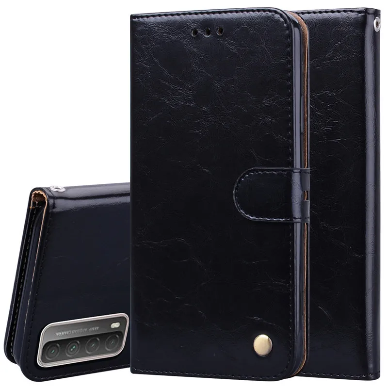 Leather Wallet Flip Case with Card Holder & Magnetic Closure