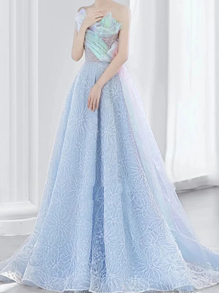 

GUXQD Shiny Elegant Evening Dresses Beading Court Train Prom Party Gowns Formal Occasion Vestido De Fiesta abendkleider
