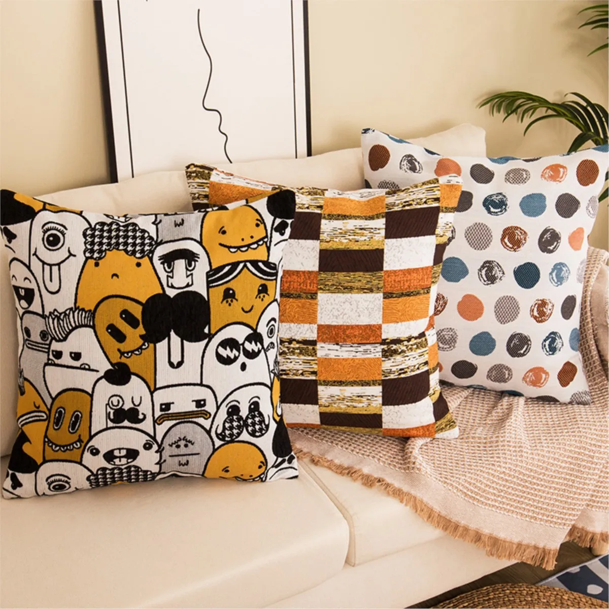 

2pcs/lot Thumb Cushion Cover 18inch Decorative Home Gift Bed Pillowcase Abstract Art Throw Pillow Covers Sofa Cover Double-Sided