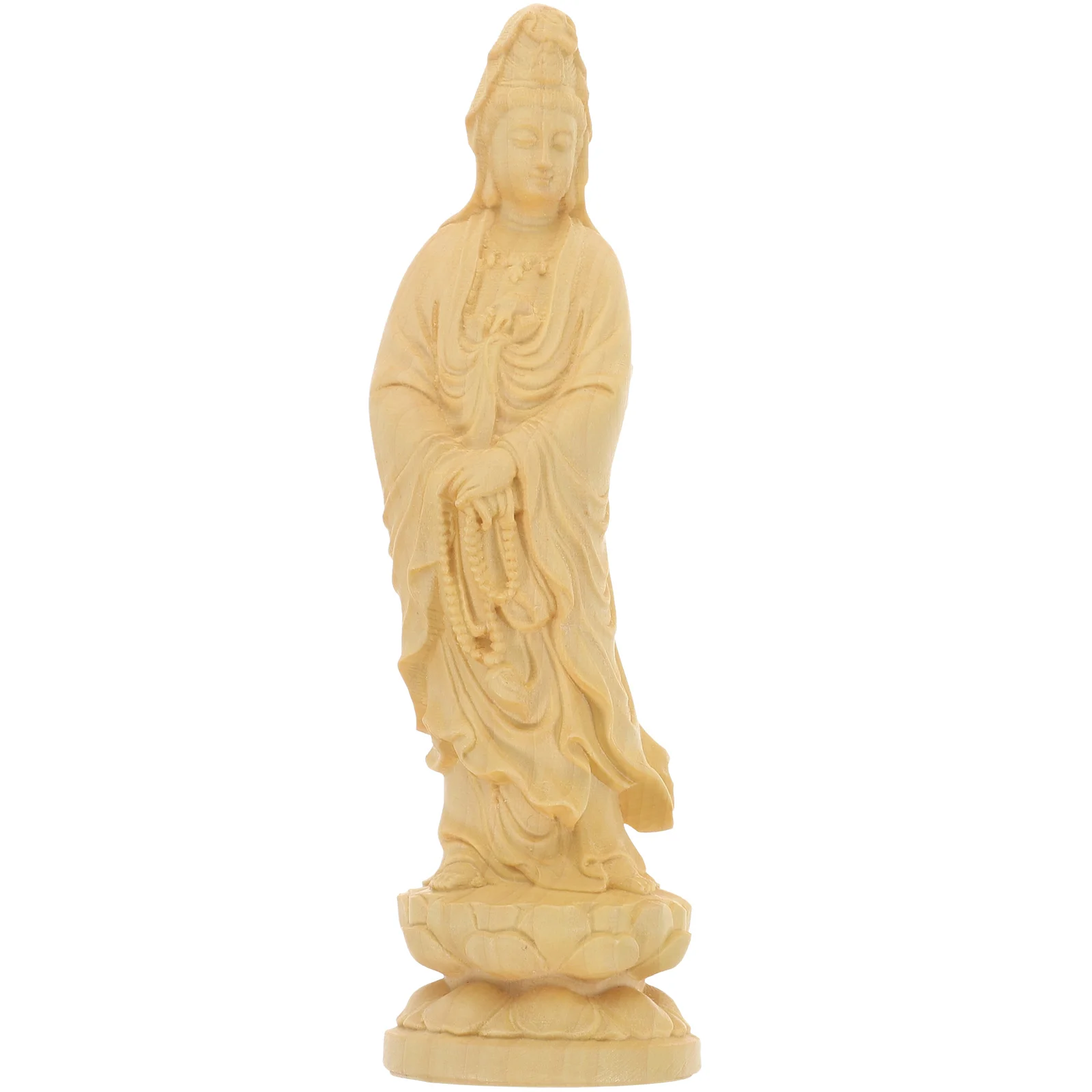 

Bodhisattva Ornament Guanyin Desktop Decor Statue Wooden Craft Table Carving Tabletop Adornment Office Dashboard Decorations