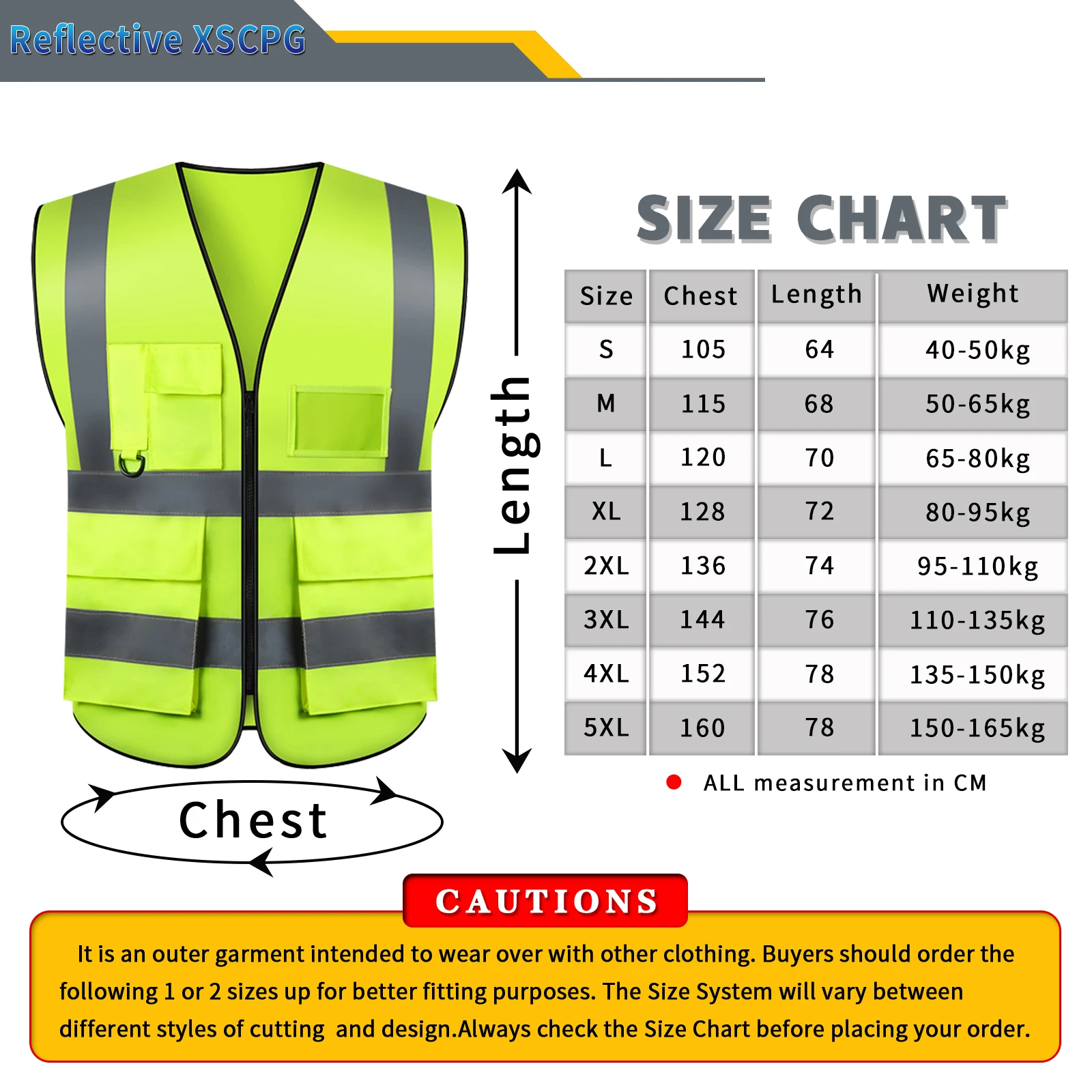 Safety Vest S-5XL for Men Work Vest with Pockets and Zipper Security Protection Working Workwear safety vest