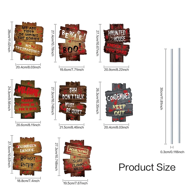 Kerti Jelek Utánozású Fa Gabona Padló Kártya Kültéri Gyep Figyelmeztető Jel Halloween Carnival Party Dekoráció - Image 6