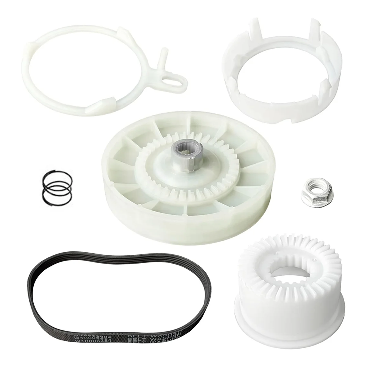 W10721967 Washer Pulley Clutch Kit, W10006384 Washer Drive Belt Replacement Kit Compatible for Whirlpool Kenmore Maytag HOT