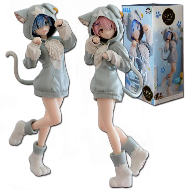 Figurine de dessin animé Rem Emilia Cat RE: Zero Starting Life In Another World, Version couleur différente, jouets statiques, poupées japonaises, 18CM 1