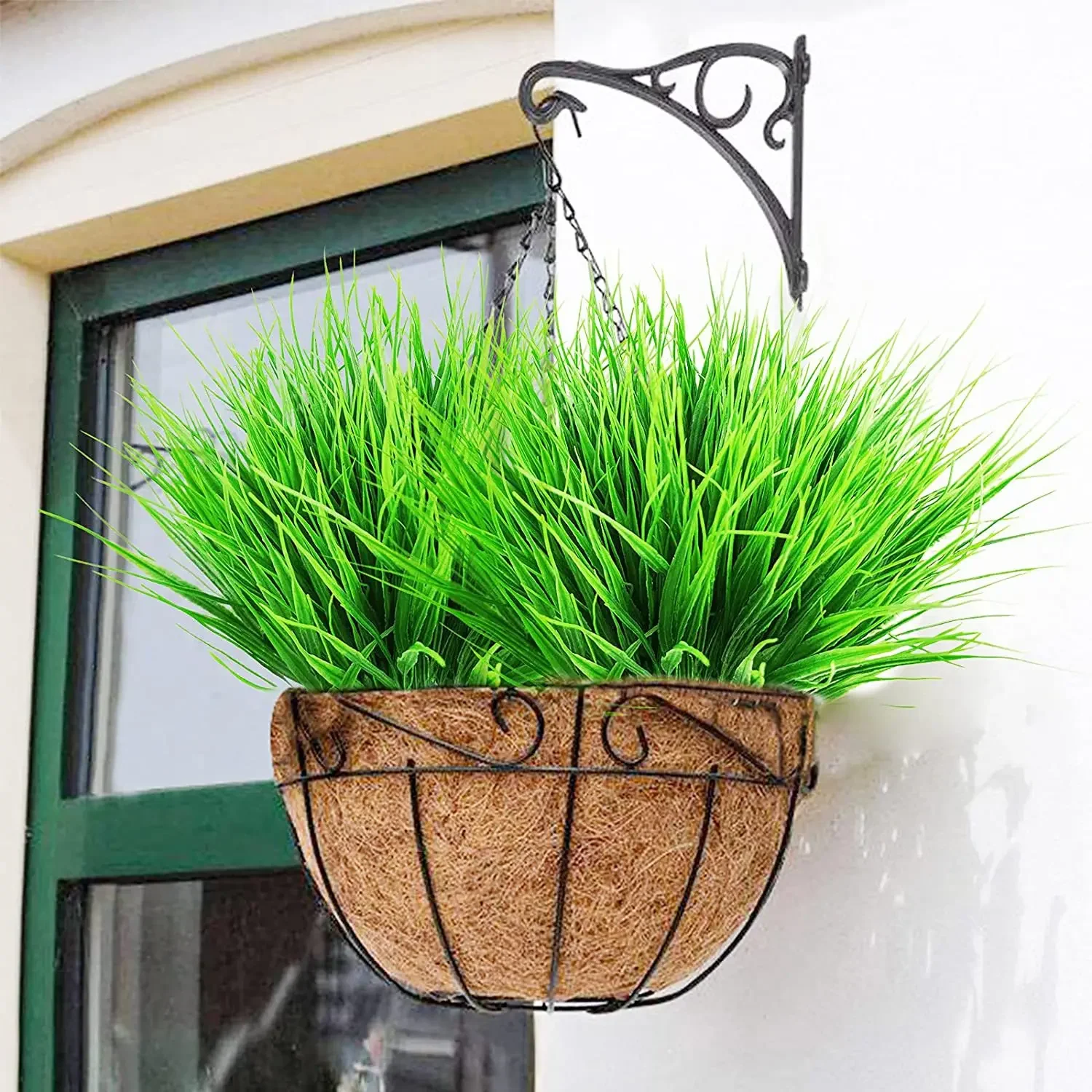7 Forks Plastic Wheat Grass Artificial Plants Shrub Greening Landscaping Decoration Artificial Grass Green Plants