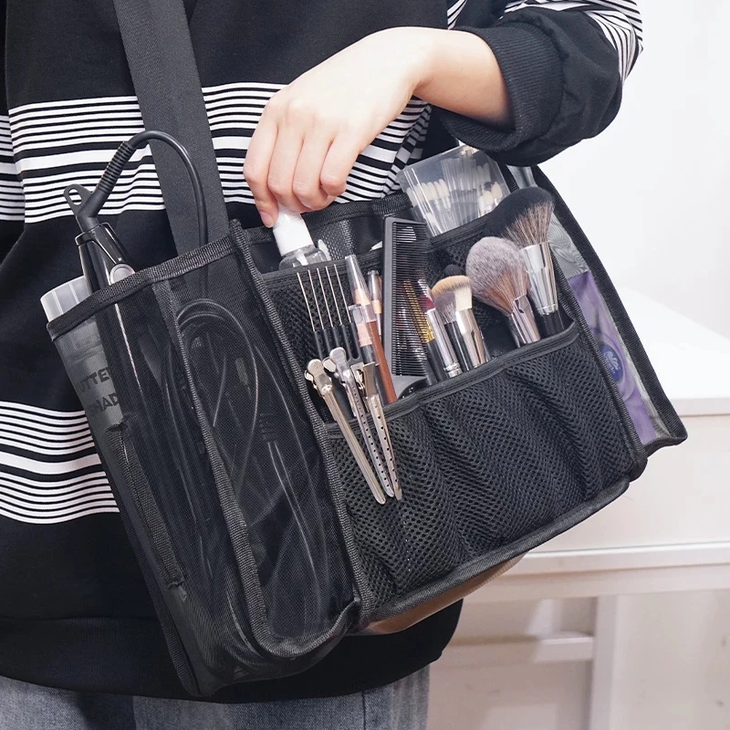 Large Capacity Black Cosmetic Brush Storage Bag Women Artist Waist Bags Hair Stylist Makeup Holder Multifunctional 6pcs set paint brushes artist weasel hair brush pen for gouache watercolor paint oil painting for beginners