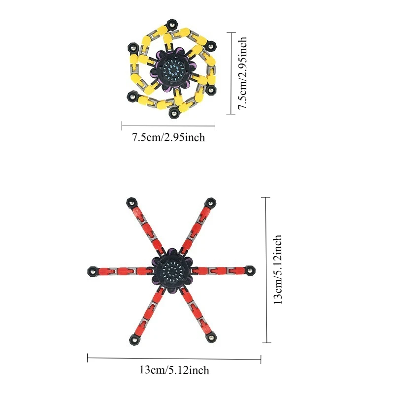 Transformable Fidget Spinner Stress Relief Sensory Toy Finger Gyro for Kids and Adults Gift