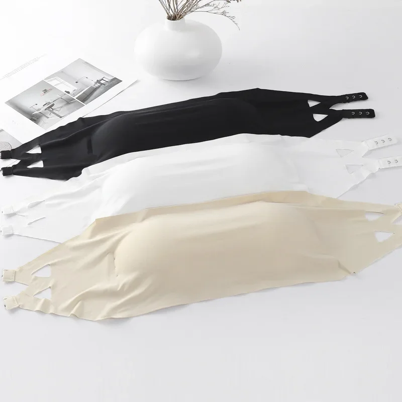 

Seamless Ice Silk Underwear Ladies Sexy Line Girth Strapless Buckle Wrap Top Top All-match Anti-slip Girl Bra Solid Color