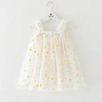 Robe d'été à bretelles pour petites filles, sans manches, imprimé marguerite, ligne a, en Tulle, jupe de princesse, vêtements mignons pour fête d'anniversaire pour enfants 2
