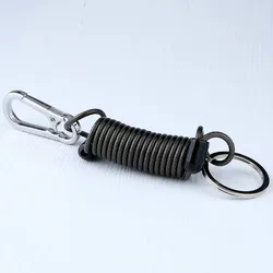 Durable Anti - Loss Steel Wire Spring Keychain with Elastic Telescopic Chain (1pc black)