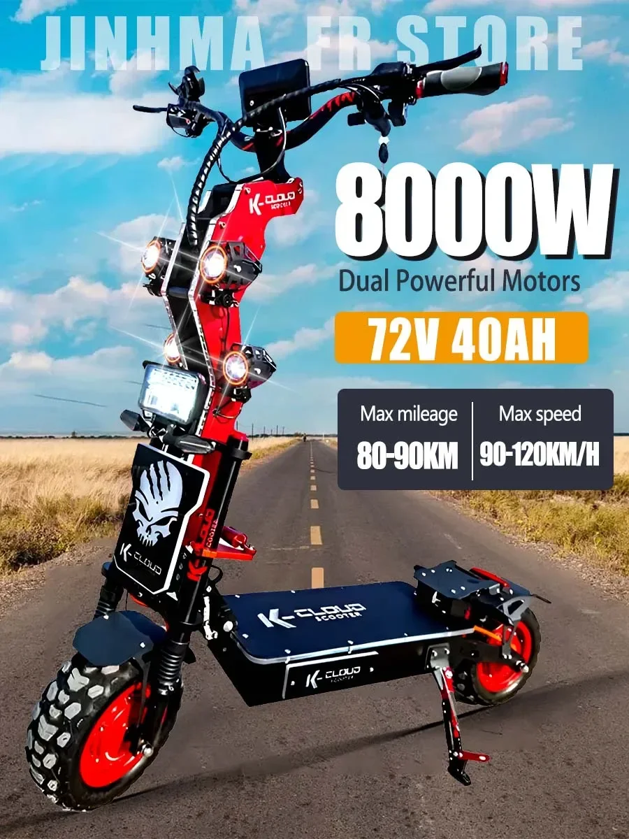 K14 10000w Dual Motor Electric Scooter electric scooter 72v 40ah 14 Inch Off-road Tyres Max Speed 90-120km/h Hydraulic Brake Escooter