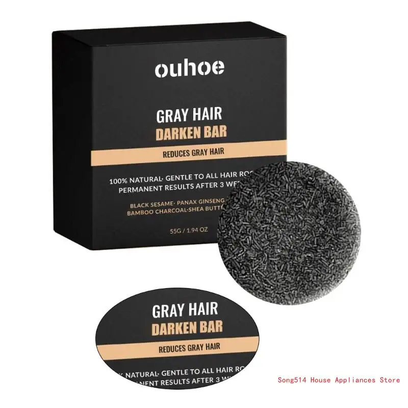 

Black Bar Soap for Gray Hair,Reverse Hair Bar Gray Hair Coverage Soap 95AC