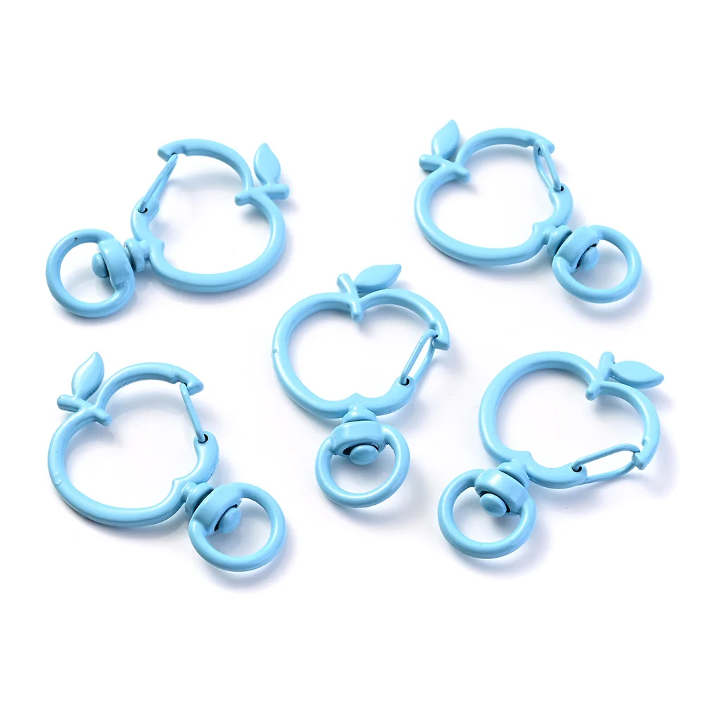 Set of 5 Apple-Shaped Snap Buckles with Lobster Clasps