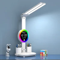 Rechargeable Led Table Lamp for Study Desk Lamp Reading Light Led Night Light with Fan Led Clock Dispaly Reading Desk Light 1