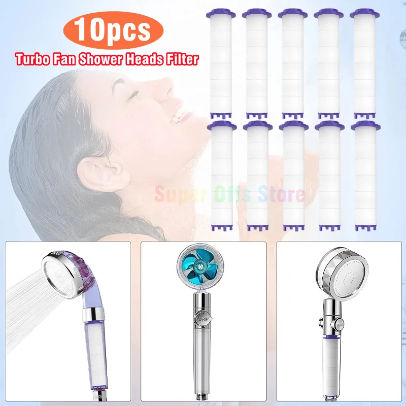 

10 Pcs Turbo Fan Shower Head Replacement PP Cotton Filter Cartridge Water Purification Bathroom Accessory Hand Held Bath Sprayer