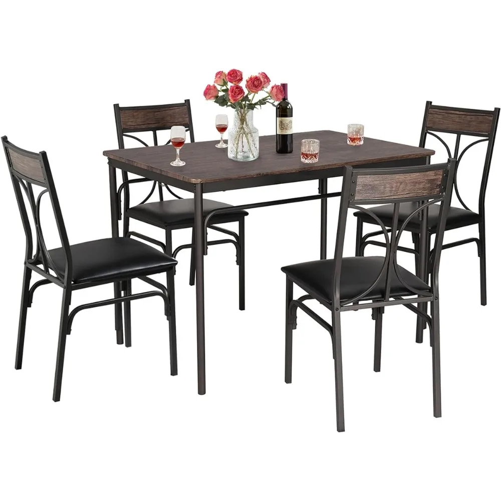 

Outdoor Tables Kitchen Dining Room Table 4 Chairs for Small Space, Apartment,Metal Steel Frame, 5-Piece Set, Outdoor Tables