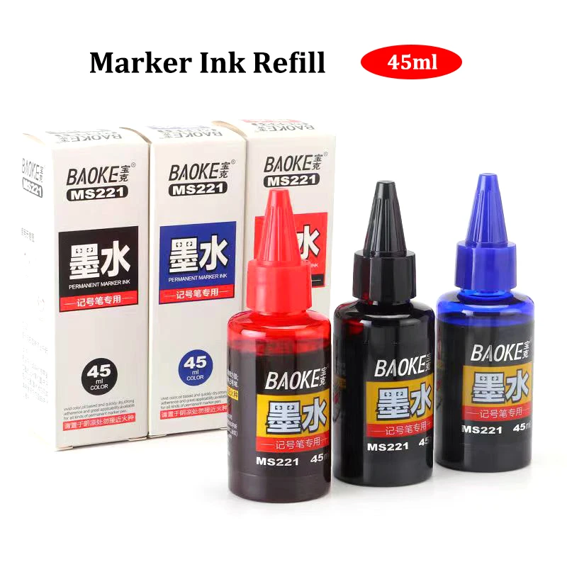 영구 마커 잉크 리필, 45ml/1.5oz, 영구 마커용 속건성 무독성 리필 잉크, 검정/빨강/파랑, 3가지 색상 선택 가능