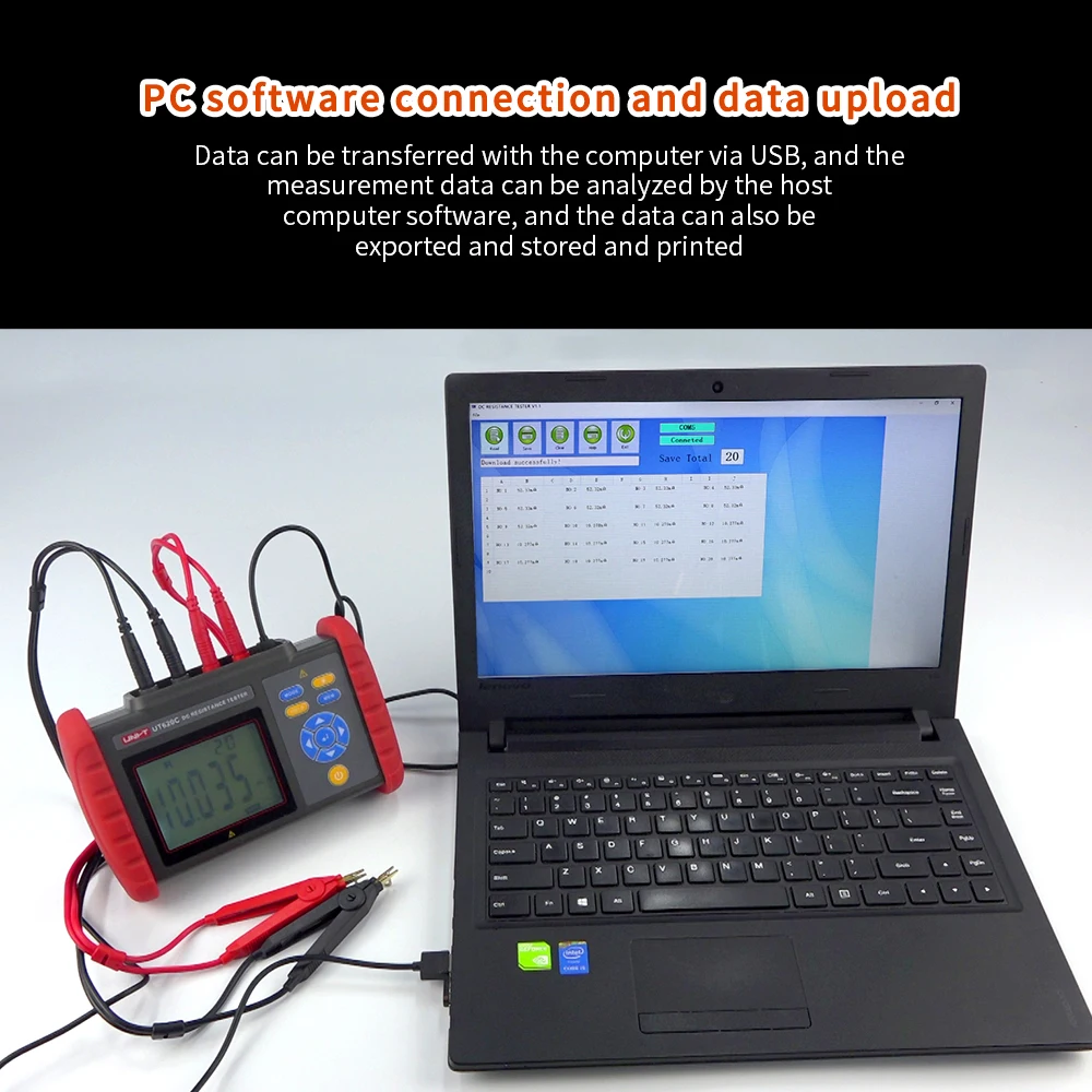 UNI-T Digital Micro Ohm Meter UT620C 300K&Omega; Resistance Meter Insulation Tester USB Data Transfer