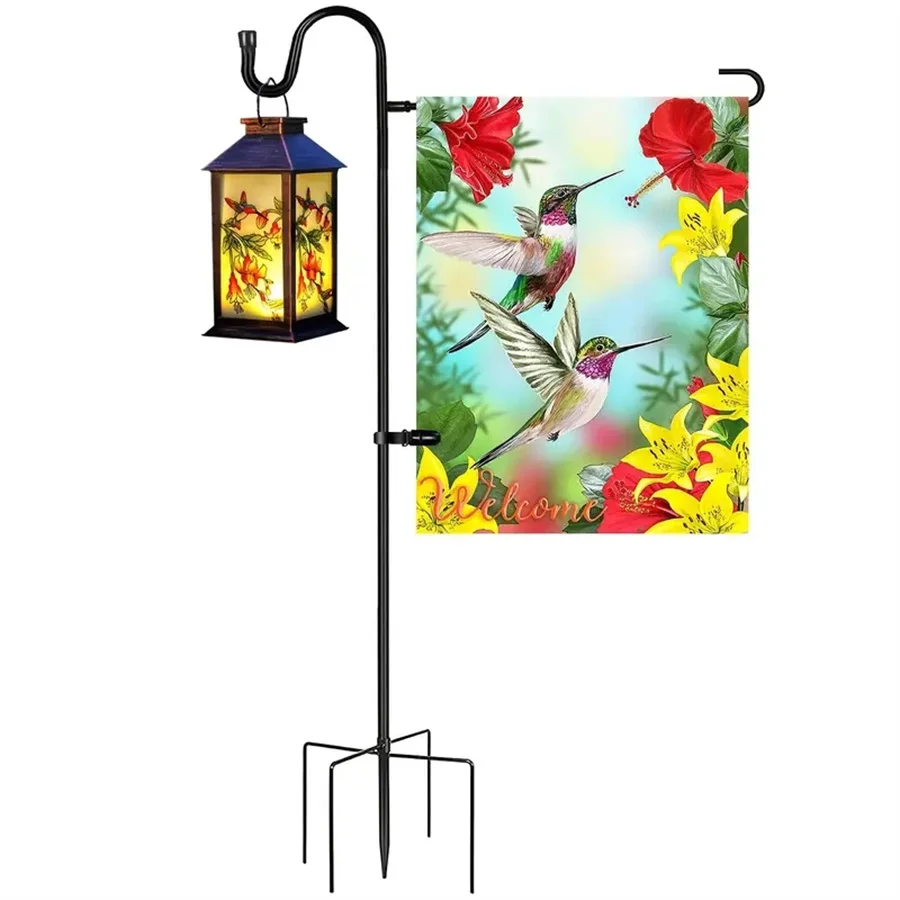 Courtyard Garden Flag Holder 1 upgraded with windproof clip with hook shepherd's hook