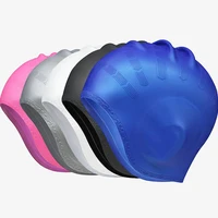 Adults High Elastic Swimming Caps Men Women Waterproof Swimming Pool Cap Protect Ears Long Hair Large Silicone Diving Hat 2