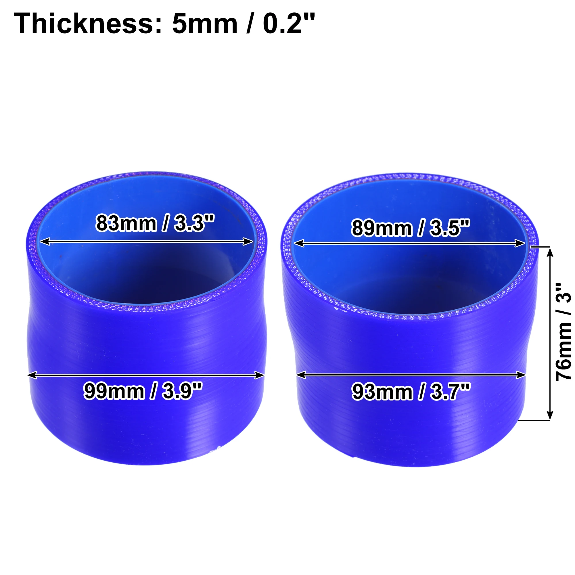 X AUTOHAUX Straight Silicone Reducer Hose Coupler - 51mm To 70mm ID, 3.03" Length, Blue, For Intercooler/Intake Piping
