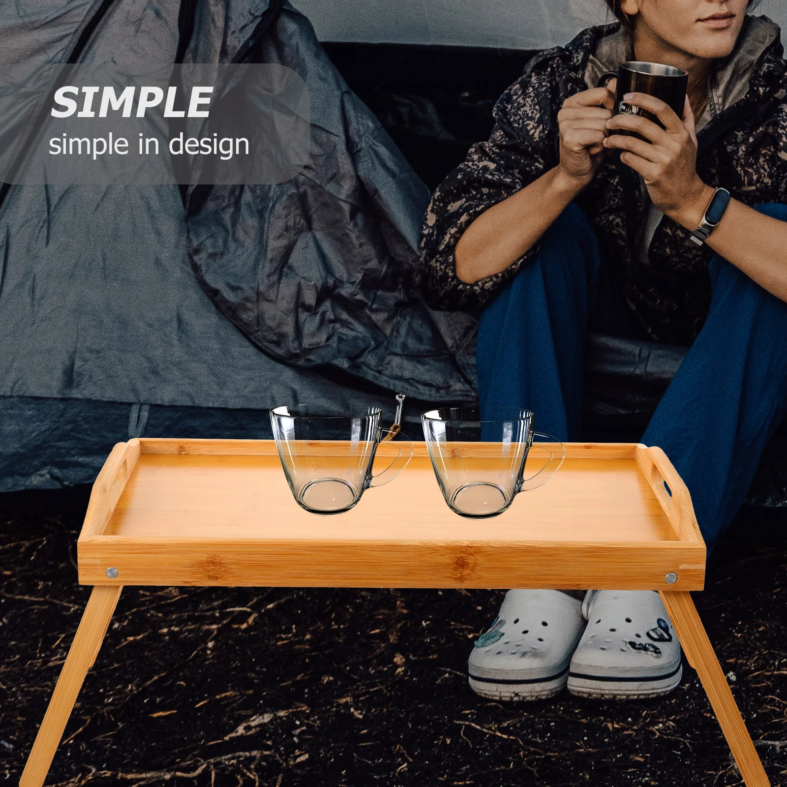 Mini Wooden Table Rectangular Folding Bed Table Small Bed Desk Portable Side Table Breakfast Serving Tray Coffee Table Home