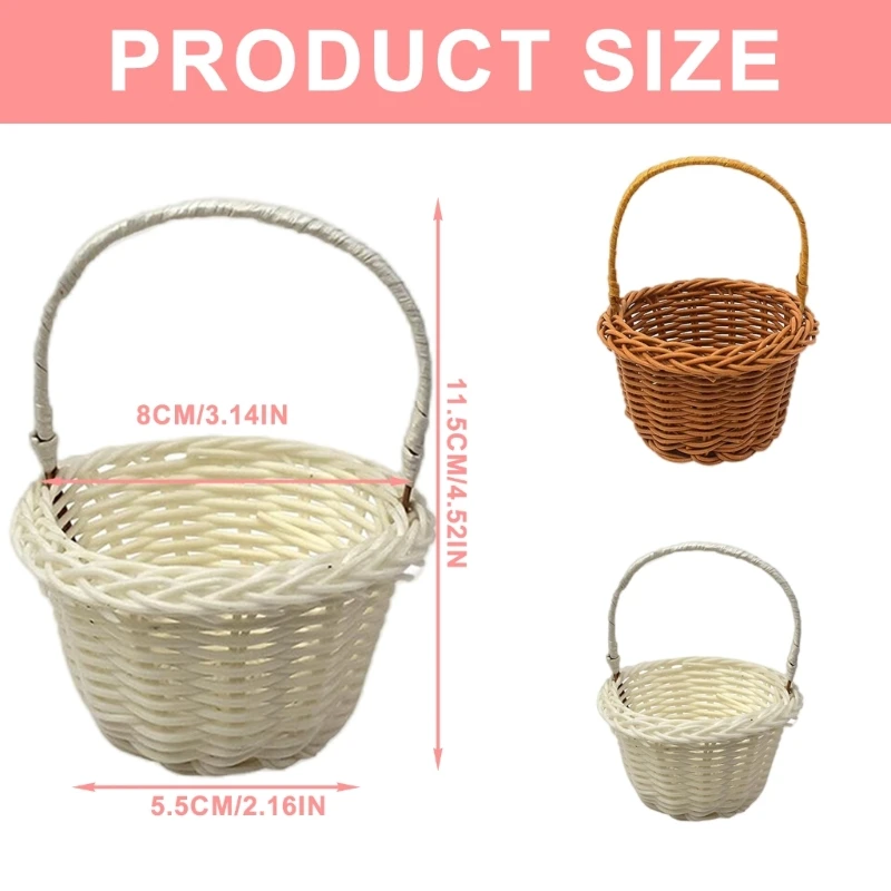 4Pcs Handheld Rattan Basket Set Handwoven Baskets Eye Catching Flower Arrangements Containers for Tabletop Decors 6