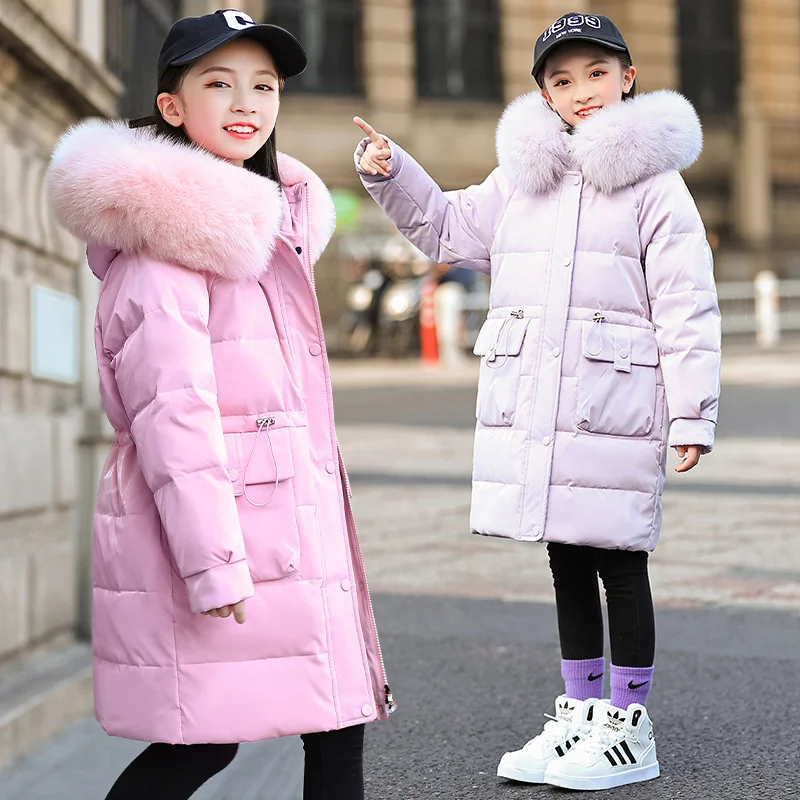

2023 Winter Thicken warm Down jacket Girls clothing kids toddler girl clothes Parka Hooded Children Outerwear Coats snow suit