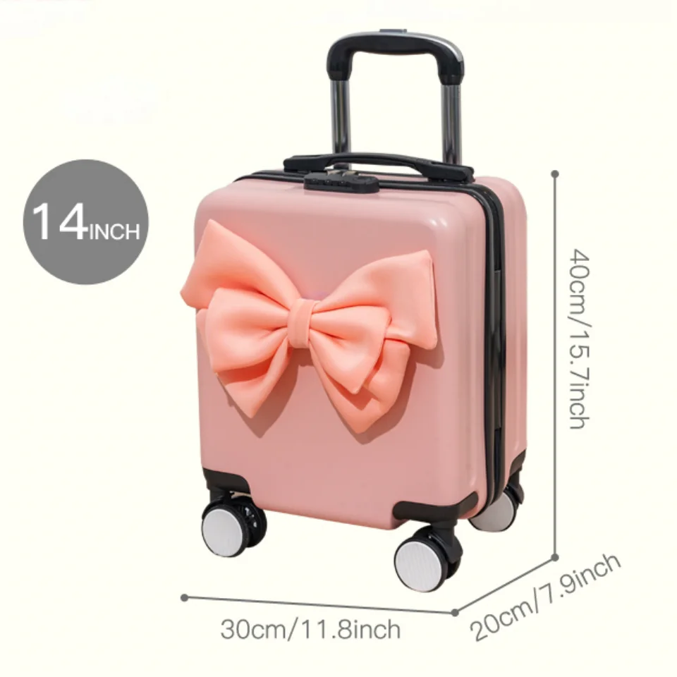 14-Inch Women's Small Lightweight Luggage With Quiet Wheels, Portable Suitcase For Flights, Pull Handle, New Travel Password_voghion.com