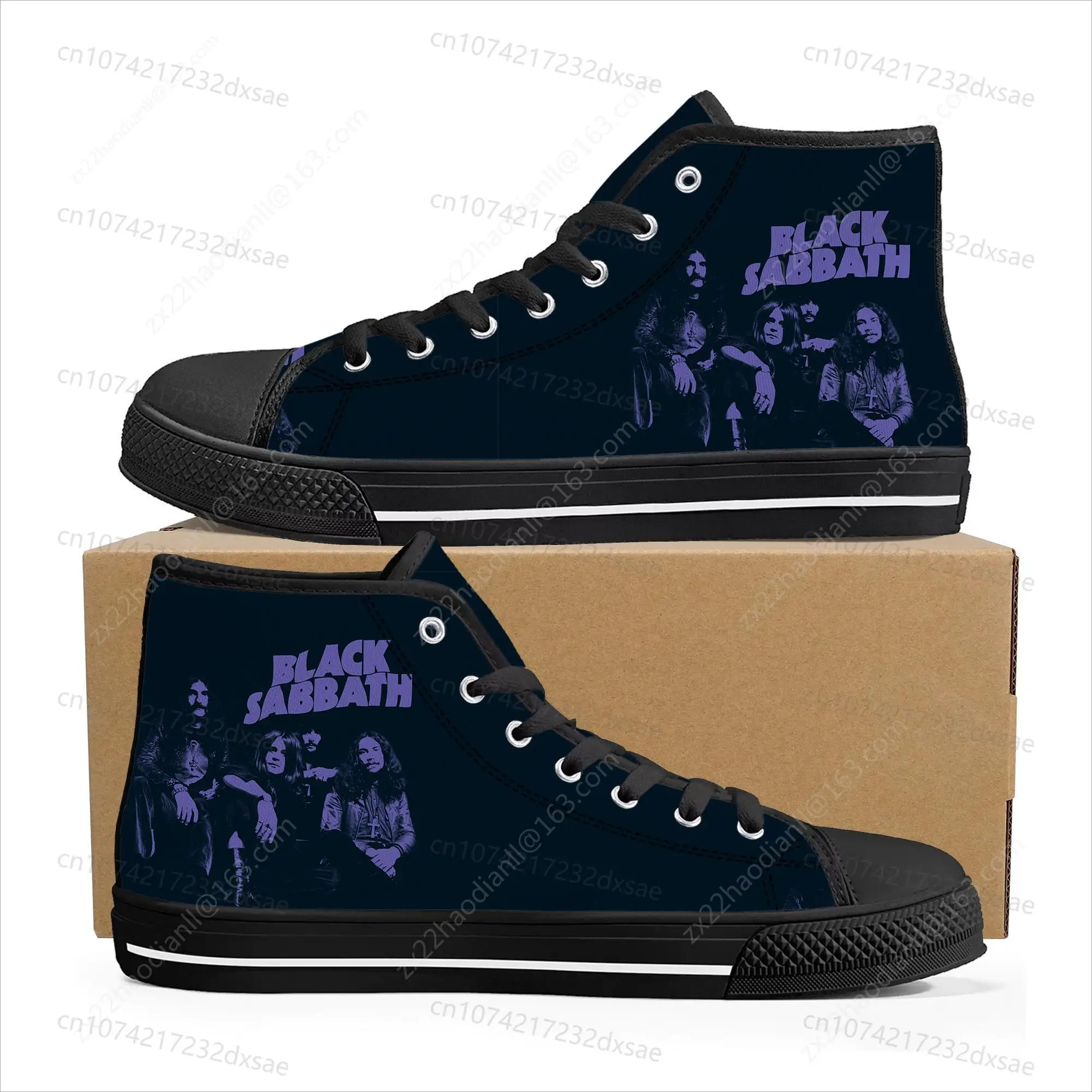 Black Heavy Metal Band Sabbath High Top High Quality Sneakers Men Women Teenager Canvas Sneaker Casual Couple Shoes Custom Shoes 3