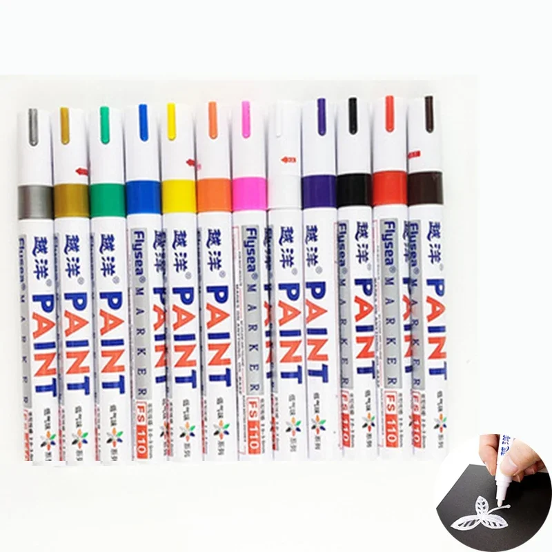 12 Colors White Waterproof Rubber Permanent Paint Marker Pens for Drawing Car Tire Tread Eco-Friendly Tire Painting Highlighter 3