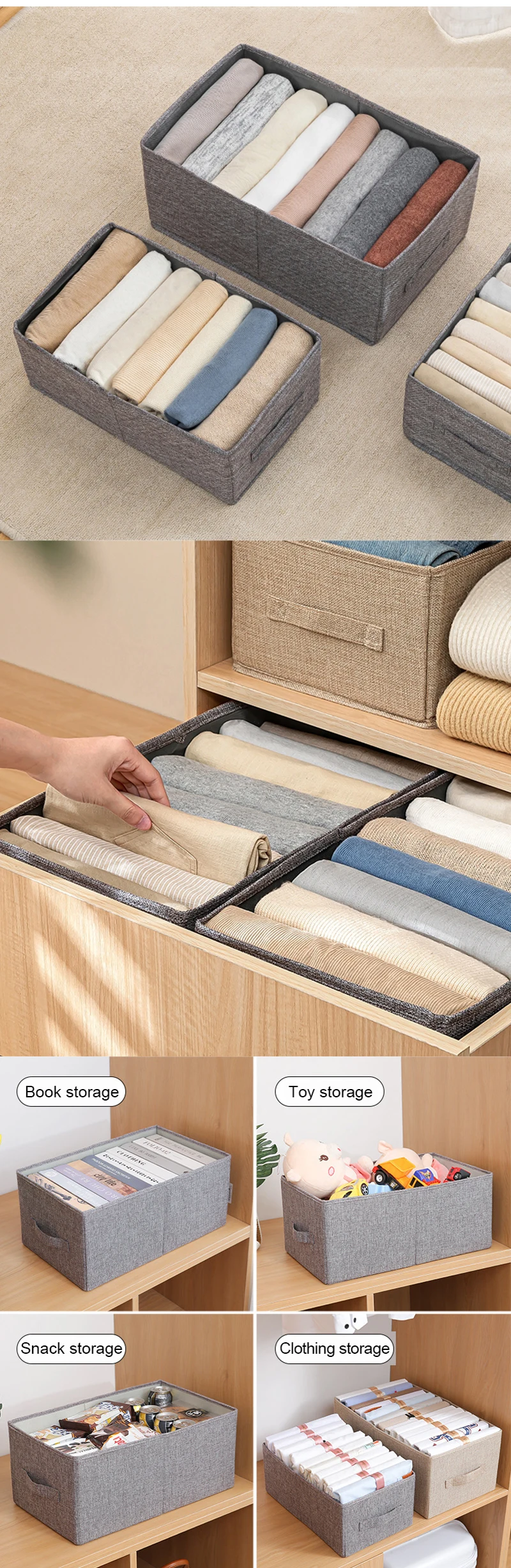 Description Picture 3 of itemFabric Cloth Storage Box for Book Clothes Toys Sundries Storage Foldable Closet Drawer Storage Wardrobe Clothes Bra Organizer