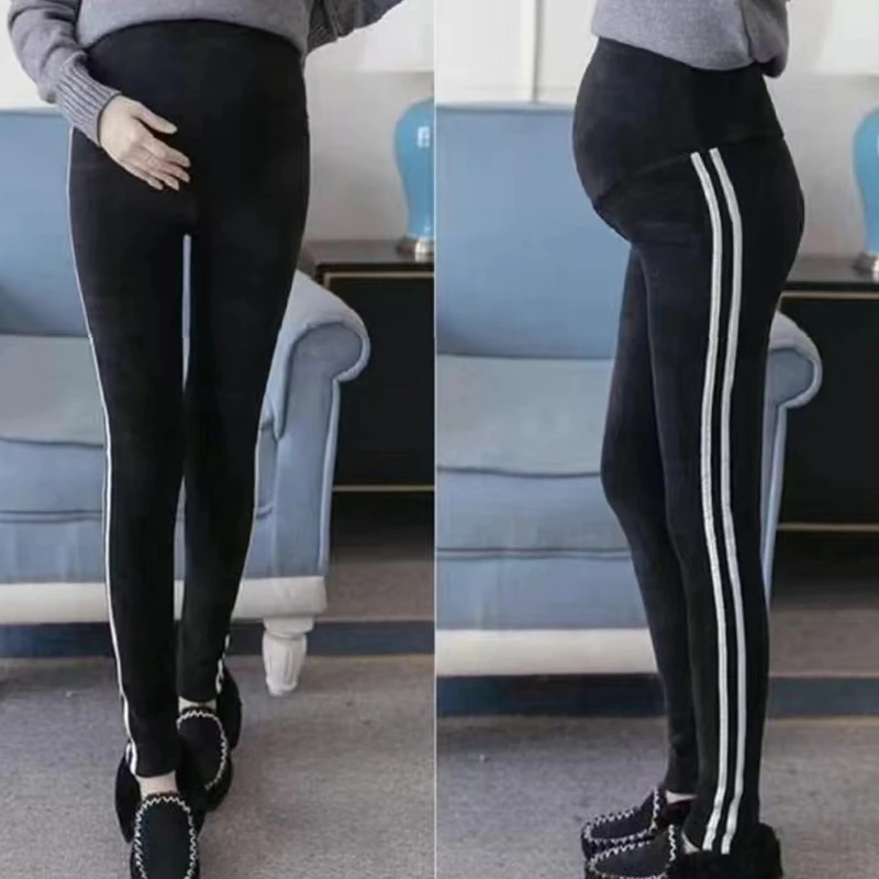 Pregnant Women Winter leggings Double Sided Velvet Keep Warm Trousers Maternity thick Fleece Belly Pants maternity leggings