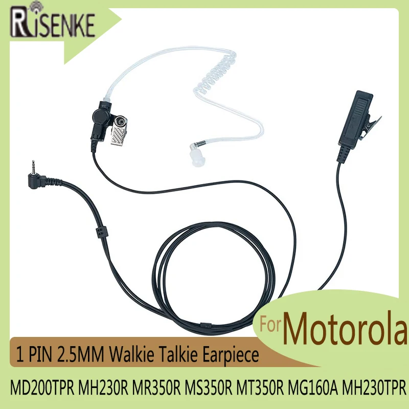 Walkie Talkie Earpiece Headset for Motorola,T800,MD200TPR,MH230R,MR350R MS350R,MT350R,MG160A,MH230TPR,MC225R,EM1000,2.5mm,1 Pin