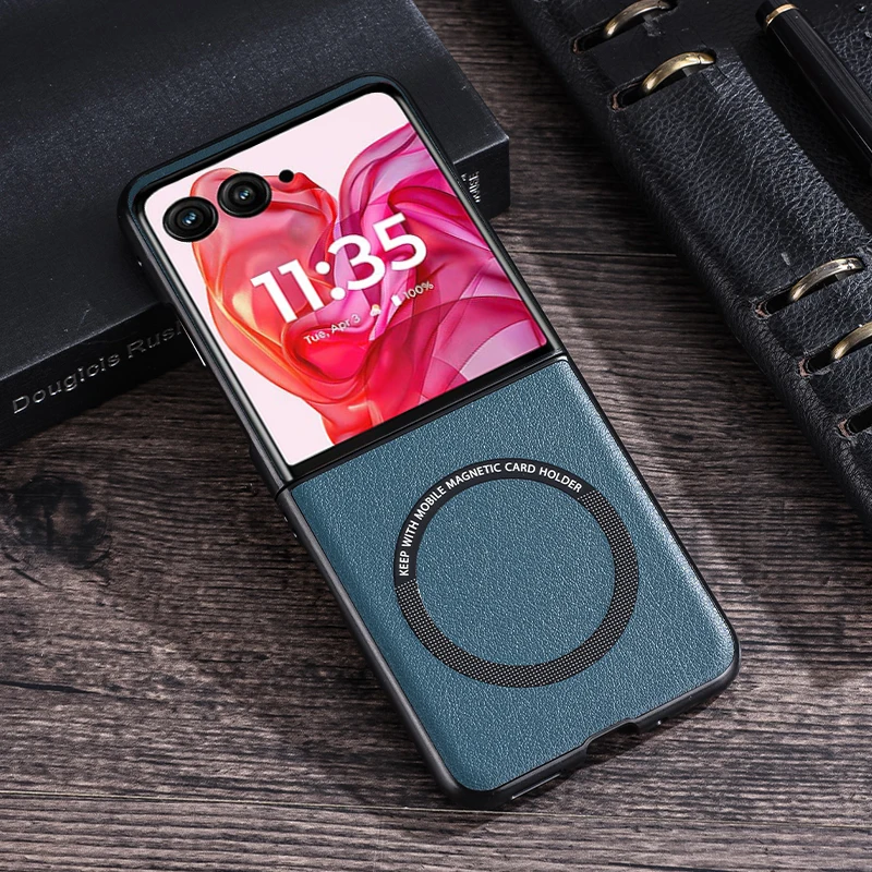 Premium PU Leather Magnetic Wireless Charging Case - Sleek Hard Plastic Protection