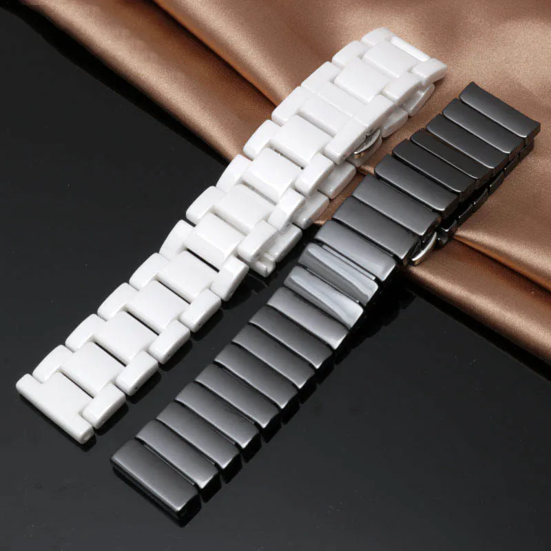 High Quality Ceramic Watchband with Fashion Chain, Waterproof 20-22mm Watch Band