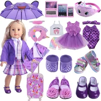 Doll Clothes Purple Series Dsinesy Unicorn Dress Doll Shoes For 18 Inch American&43m Reborn Baby Reborn New Born Doll Girl's Toy 1