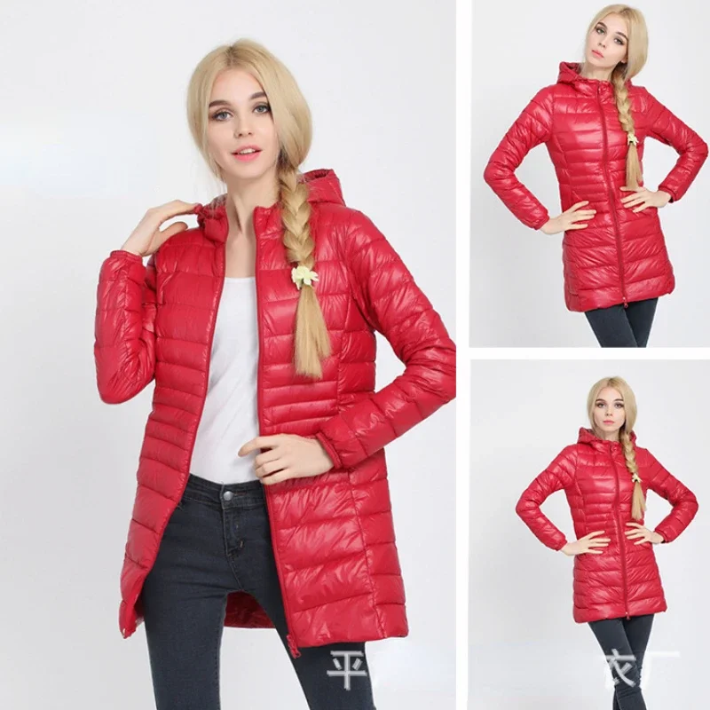 

S-7XL Womens Winter Jacket Lightweight Mid-length Hooded Down Jacket Warmth Parka Free Shipping Plus Size Wholesale Fashion New
