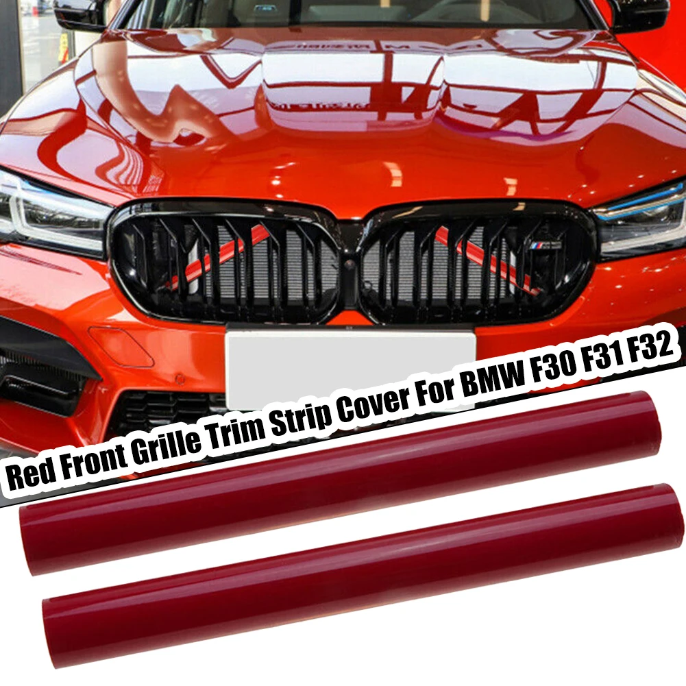

2Pcs Car Front Grille Trim Strips Red For BMW F30 F31 F32 Car Sport Styling Painted Decoration Accessories