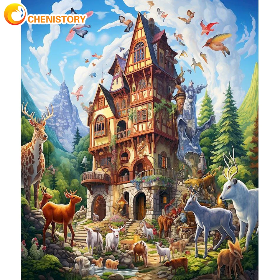 

CHENISTORY Diamond Painting Scenery Cross Stitch Kit Diamond Embroidery Mosaic Handmade Full Round Picture Rhinestones Gift New
