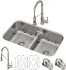 Kitchen Combo Set with 33-inch 16 Gauge Undermount Kitchen Sink and Bolden 18-inch Pull-Down Commercial Style Kitchen Faucet 1