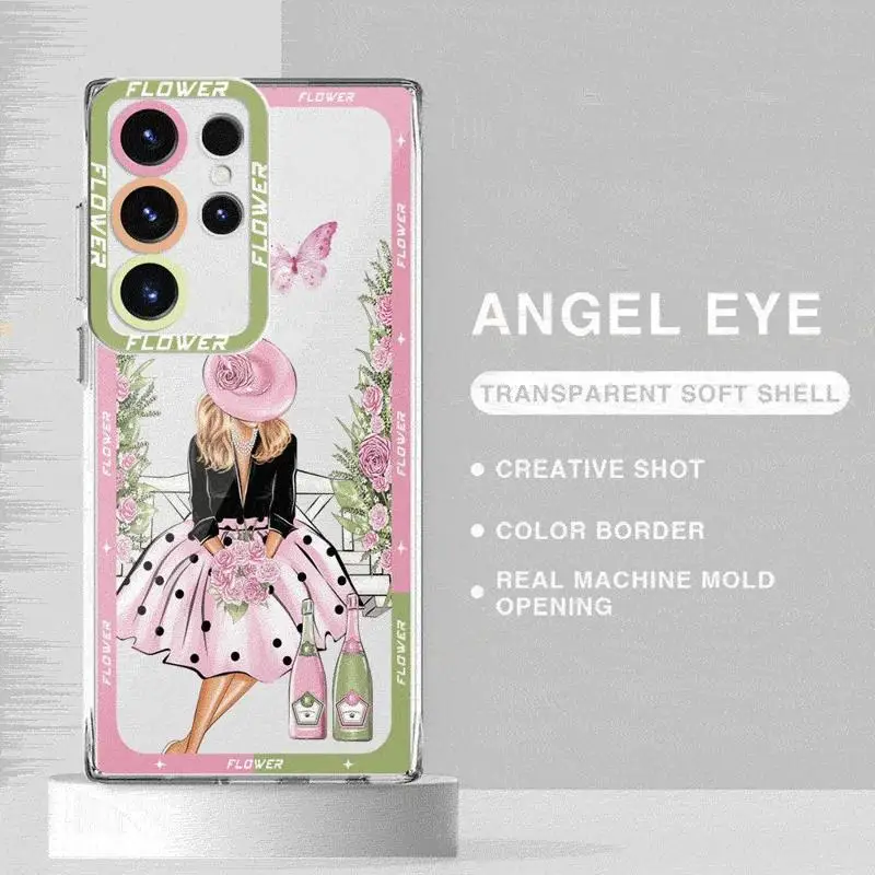 Butterfly Girl Flower Transparent Soft Phone Case