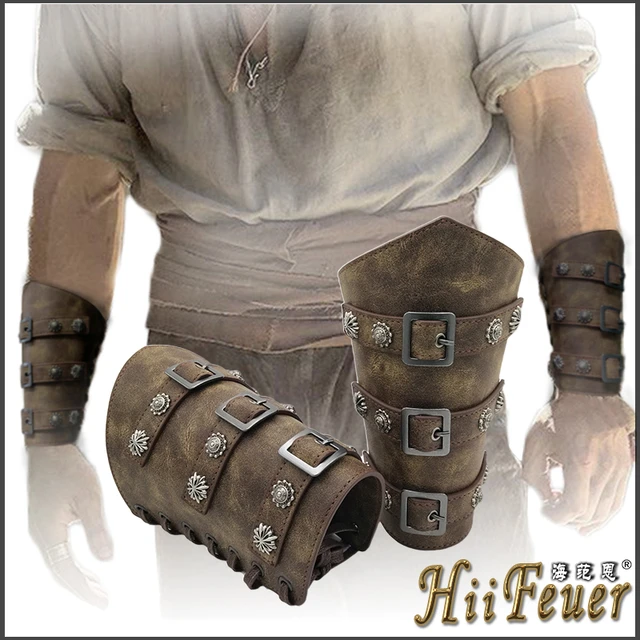 HiiFeuer Medieval Embossed Arm Bracers, Retro Faux Leather Knight Arm  Gauntlets, Vintage Renaissance Arm Guards