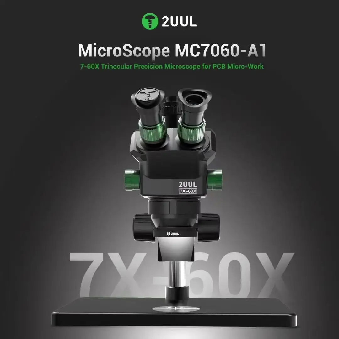 2UUL MC7060-A1 현미경 7-60X 삼안 정밀 현미경, 휴대폰 PCB 미세 작업 수리 도구용