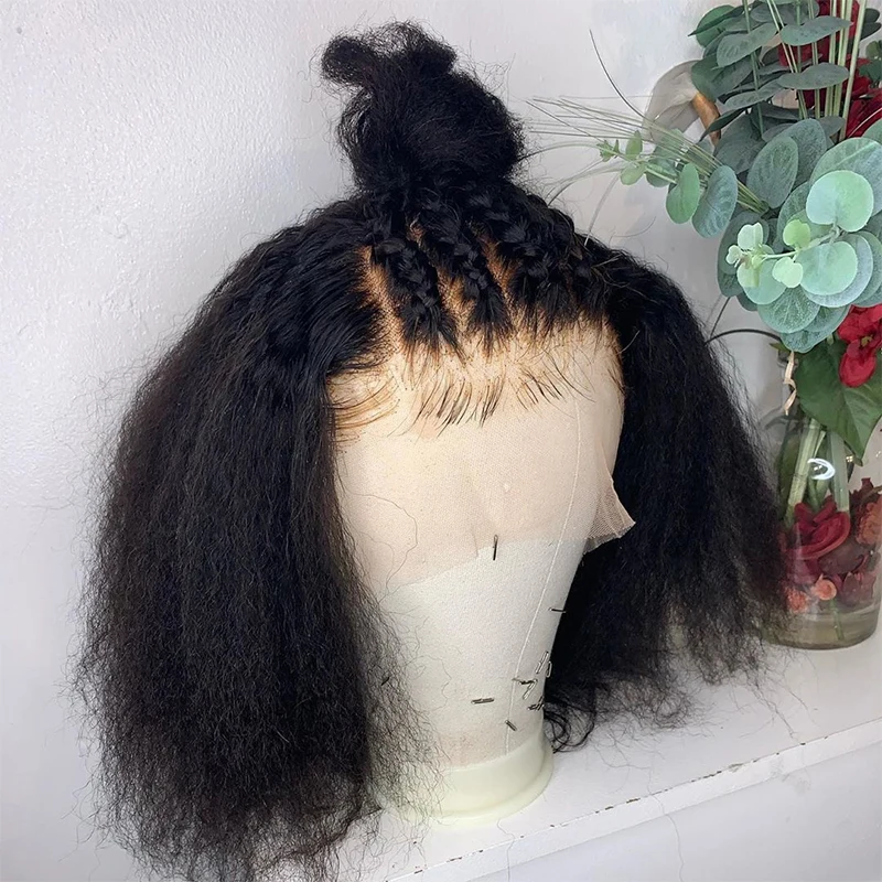 yaki-perruque-bob-lace-front-wig-synthetique-sans-colle-postiche-court-crepu-droit-noir-naturel-avec-cheveux-de-bebe-pre-plucked-16-pouces-pour-femme